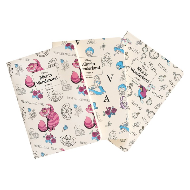 Pack de 3 cuadernos A6 Alicia en el pais de las Maravillas