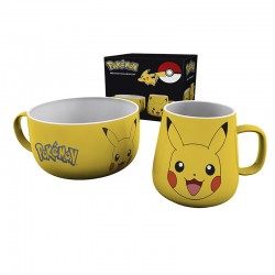 Set de desayuno Pokémon Pikachu con taza y tazón oficial