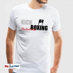 Camiseta KICK BOXING martial arts para hombre color blanco algodón
