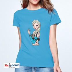 Camiseta Elsa Punk manga corta mujer color turquesa