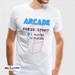 Camiseta Arcade Press Start manga corta para hombre color blanco