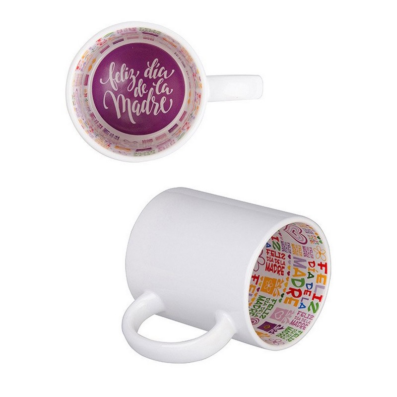 Taza blanca personalizable con interior impreso "Día de la Madre"